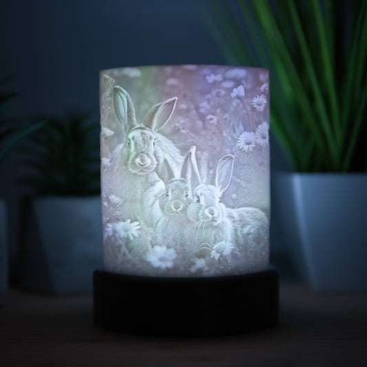 Lithophane Komplettset halbrund - Hasenfamilie