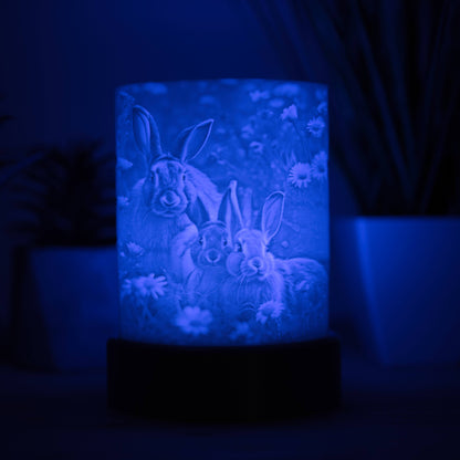 Lithophane Komplettset halbrund - Hasenfamilie